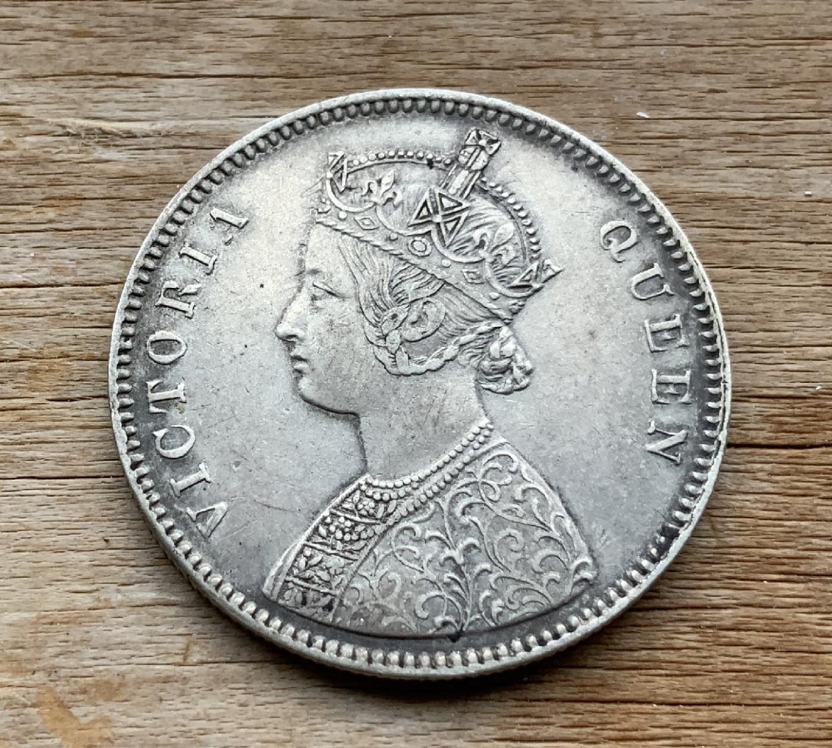 1862 Indian 1 Rupee .917 silver coin C275